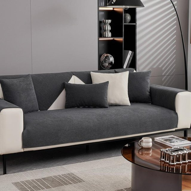 Super Six Chenille Sofakissenbezug in Grau, Modern und Schlicht, B/T/H: 70 x 70 x 70 cm - Bild 1