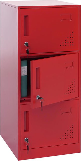 MCW Spind MCW-P63 Wertfachschrank aus Stahl mit 3 Türen in Rot, B/T/H: 90 x 38 x 45 cm - Bild 1