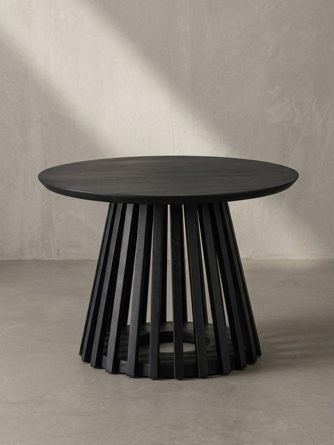 KADIMA DESIGN Couchtisch aus Mango Massivholz Rund in Schwarz Modern B: 60 cm, T: 60 cm, H: 41 cm - Bild 1
