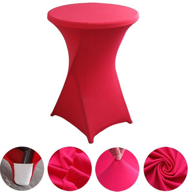 ChicFashion 5er Set elastische runde Stretch Tischdecke aus Spandex für Cocktailtische, Farbe: Rose Rot, B/T/H: 70 x 110 cm - Bild 1