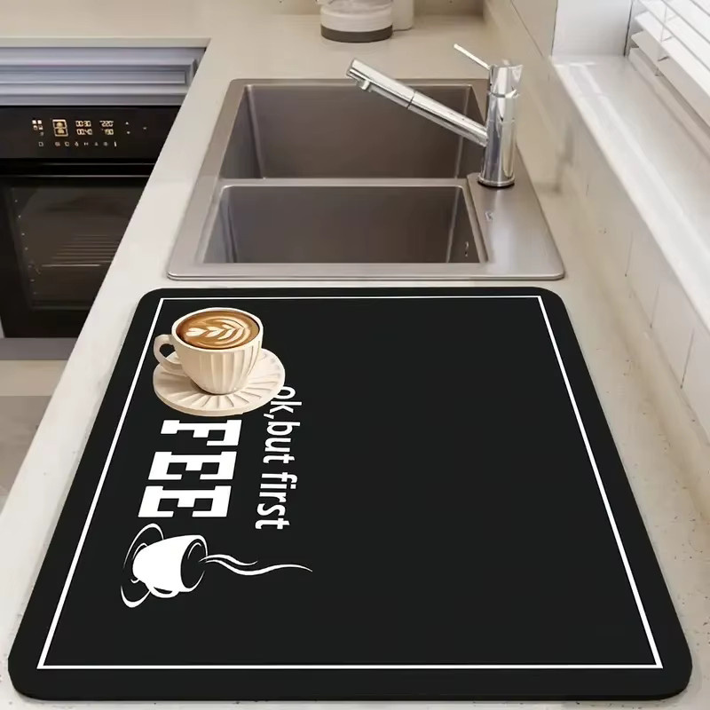 VIKAMA American Minimalist Kaffeemaschinen Unterlage, absorbierendes und schnell trocknendes Abflusspad für die Küchenarbeitsplatte, Schwarz, Breite: 30,0 cm, Tiefe: 30,0 cm - Bild 4