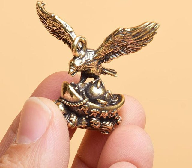 ARI Adler Statue aus Messing Handgefertigte Skulptur in Braun und Gold als Vintage Vogel Figur für dein Zuhause oder Büro - Bild 1