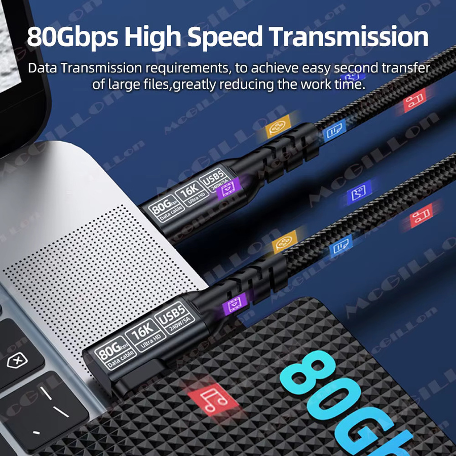 MCGILLON USB-C Datenkabel Thunderbolt 5 mit 80 Gbit/s und 240 W PD Ladeleistung in Schwarz - Bild 2
