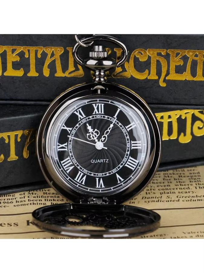 TINUORA Halskette mit Taschenuhr-Anhänger, Kupfer, Schwarz, Quarz, Unisex - Bild 5