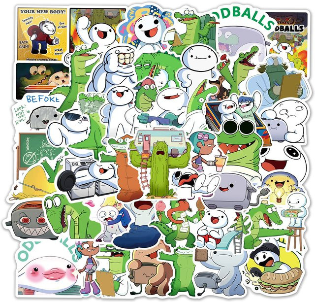 50 Stück Oddballs Big White Crocodile Graffiti-Aufkleber, wasserfest, mehrfarbig - Bild 1
