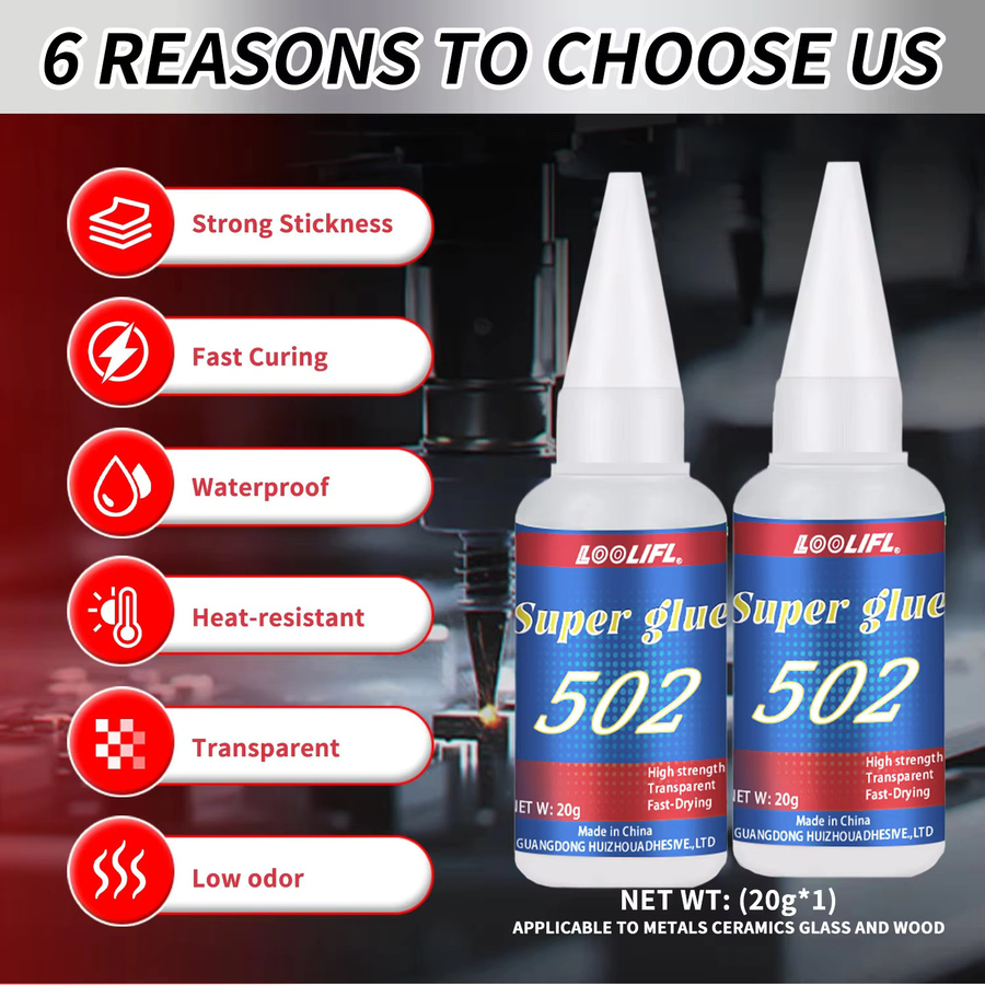 LOOLIFL 502 Superkleber Cyanacrylat Flüssigkleber transparent für Leder, Gummi, Holz und Metall - Bild 4