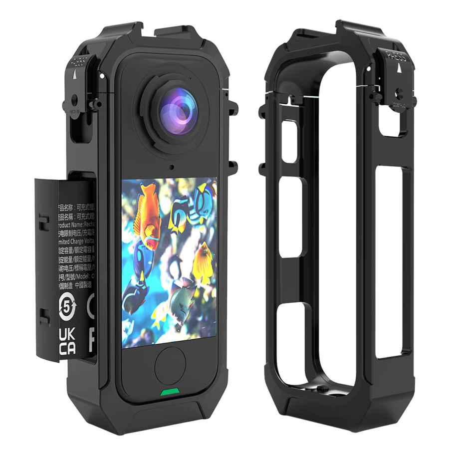 MOJOYCE PC-Schutzrahmen für Insta360 X4 Air Actionkamera mit magnetischem Schnellverschluss, 1/4-Zoll-Gewinde und Cold-Shoe-Halterung in Schwarz - Bild 2