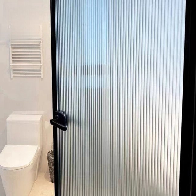 Changhong Glasaufkleber Fensterfolie Weiß Mattiertes Wellenglas Design zur Sichtschutzfolie für Badezimmer Küche und Tür - Bild 1