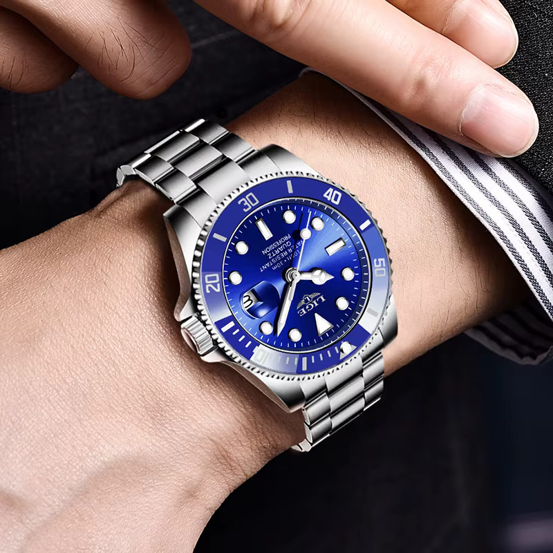 LIGE Armbanduhr Quarz, Edelstahl, Blau, Herren - Bild 5