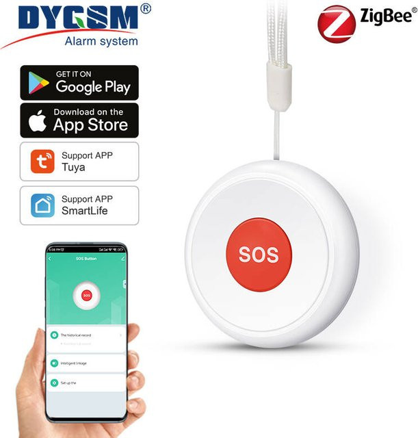 Tuya ZigBee SOS Notfallknopf für Senioren und Kinder zur Alarmierung via Smart Life App, Weiß - Bild 1