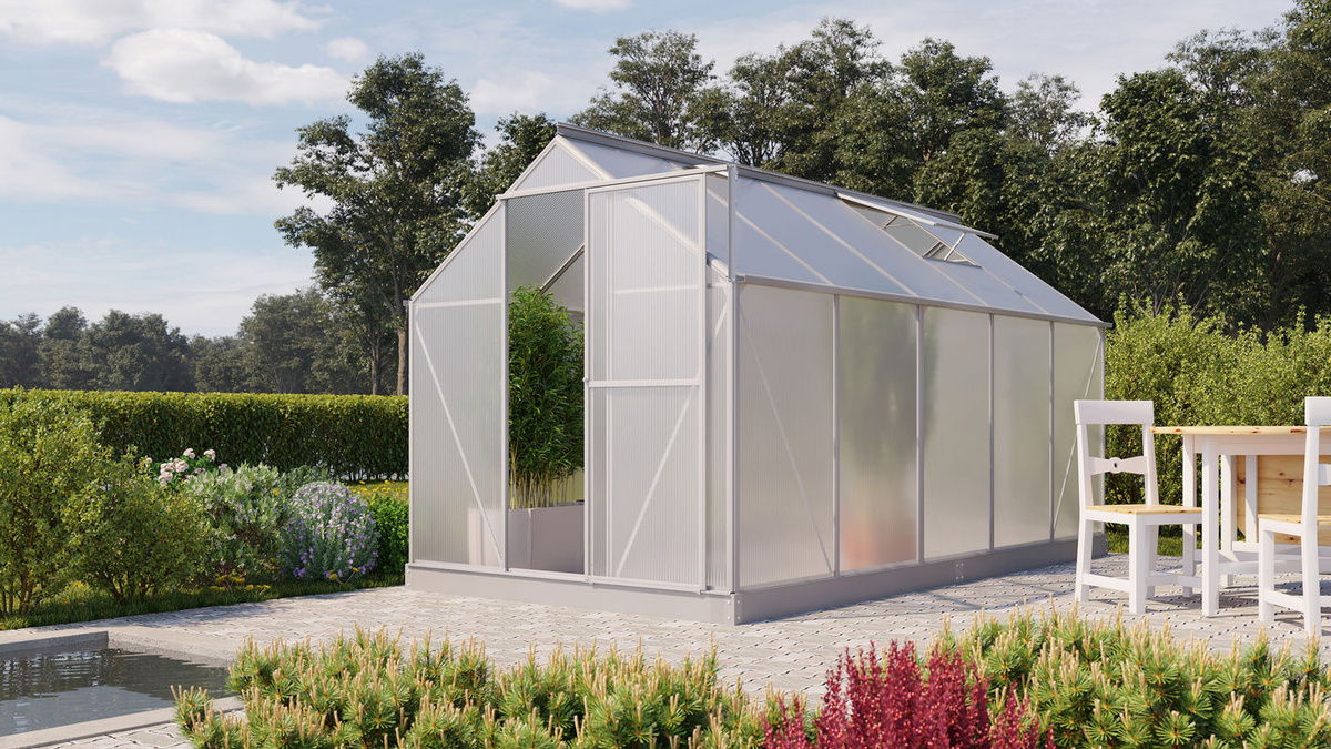 Vitavia Gewächshaus Eos 7500 aus Aluminium in Silber mit 7,5 m² Fläche und transparentem Polycarbonat-Dach - Bild 2