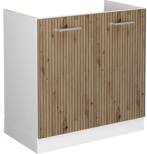 Vicco Spülenunterschrank R-Line in Artisan-Eiche und Weiß ohne Arbeitsplatte Breite: 80 cm - Bild 1