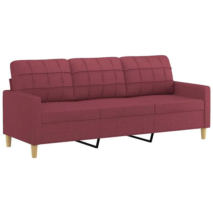 vidaXL 3-Sitzer-Sofa in Weinrot mit Stoffbezug und modernem Design, Breite: 198 cm - Bild 2