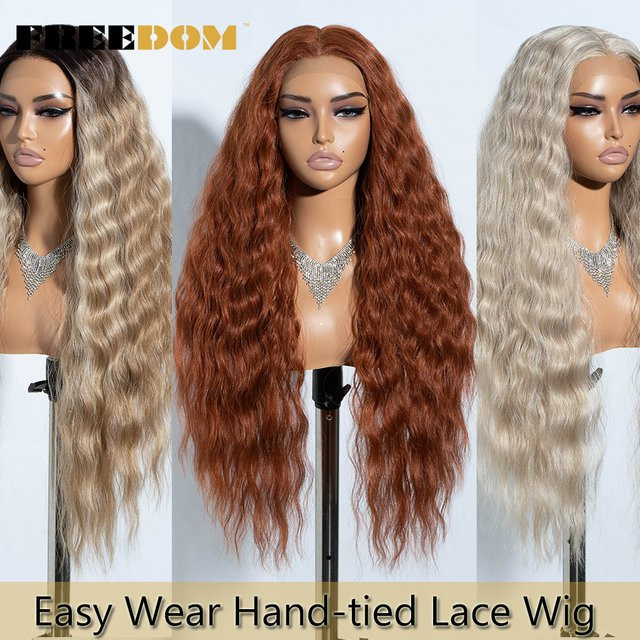 FREIHEIT Lace-Front-Perücke, synthetisch, lang, lockig, Ombre-Blond, Damen - Bild 1
