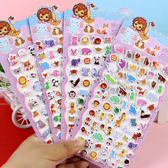 Charile Kawaii Cartoon Mix Tier 3D Bubble Sticker, 4-teiliges Set - Bild 1