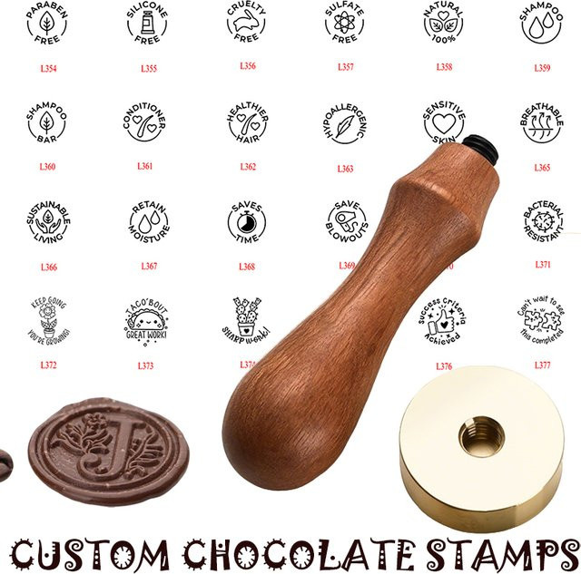 Personalisierter Schokoladenstempel aus lebensmittelechtem Material in Braun für dein Logo-Branding und DIY-Schokoladen-Dekoration - Bild 1