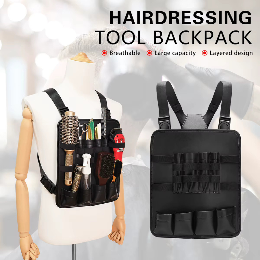 Professionelle Brusttasche aus Kunststoff für Scheren, Kämme und Clips in Schwarz zur Aufbewahrung von Styling-Werkzeugen im Salon oder Barbershop - Bild 2