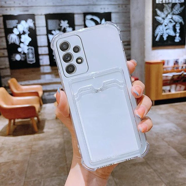 Samsung Luxus Kartenhalter Portemonnaie TPU Hülle in Transparent für Galaxy S24 S23 S22 S21 S20 A55 A35 A54 A33 A25 A23 A15 A14 A12 5G und S23 Plus - Bild 1