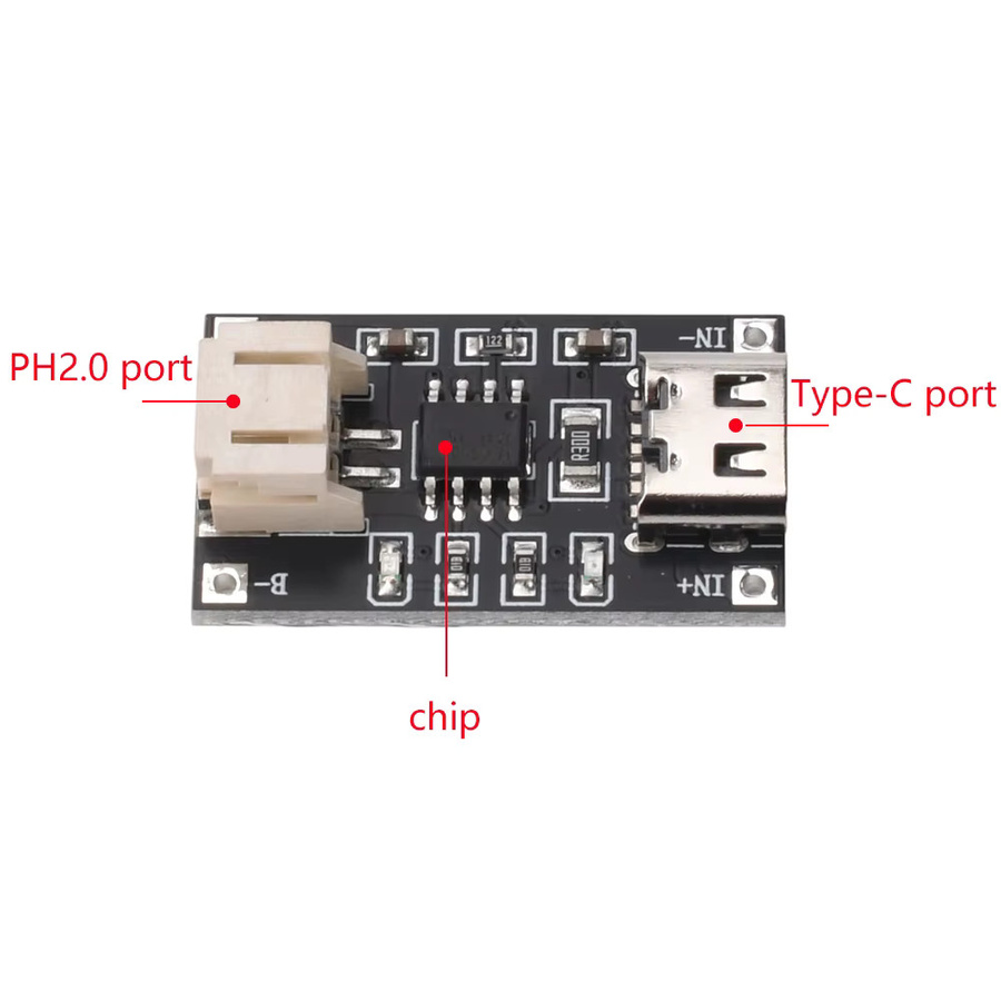 Aideepen TP4056 Lithium-Akku-Ladeschutzmodul 3,7V mit USB-C Anschluss, 1A, Schwarz - Bild 2
