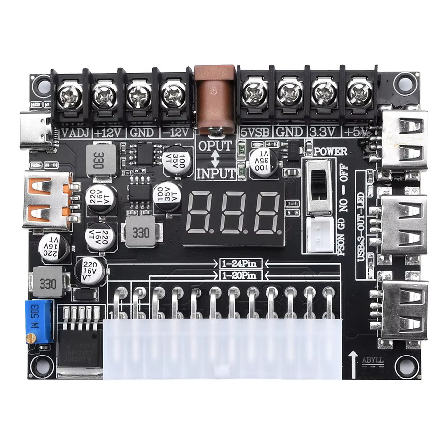 Gaqqee 20/24-Pin ATX-Stromadapterplatine mit einstellbarer Spannung in Schwarz - Bild 3