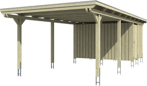 Skan Holz Carport Emsland mit Abstellraum in Weiß, B/T: 404 x 846 cm - Bild 3