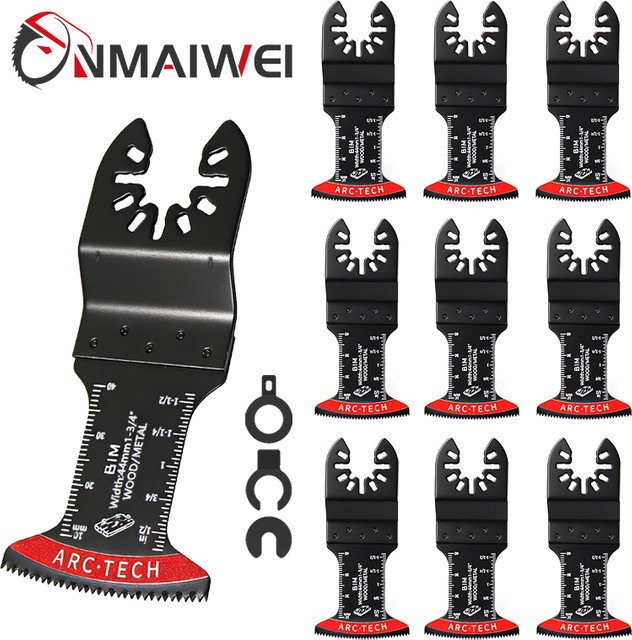 5/10 Stück Bi-Metall Oszillierende Sägeblätter Mehrzweck-Multitool-Klingen mit Schnellverschluss für Metall, Holz, Kunststoff, Gips und Trockenbau in Schwarz - Bild 1