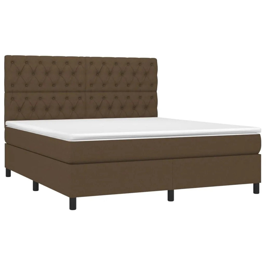 vidaXL Boxspringbett Hybrid mit Matratze und LED-Beleuchtung in Dunkelbraun, B/T/H: 160 x 200 x 128 cm - Bild 2