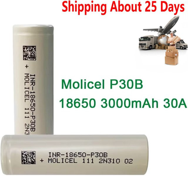 Molicel P30B INR 3000 Lithium-Ionen Akku mit 3000 mAh Kapazität und 30A CDR für Kameras - Bild 1