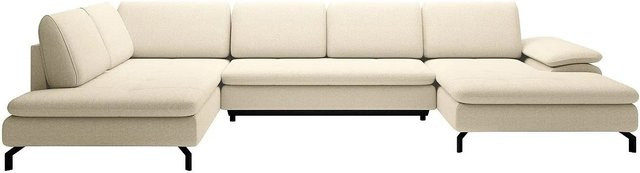 Vente-unique Schlafsofa Archibald Ecksofa in Beige mit Schlaffunktion und Strukturstoff - Bild 1