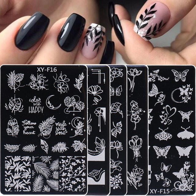 SWEET TREND Nagelstempel Set, 5 Teile, Floral und Schmetterling - Bild 1