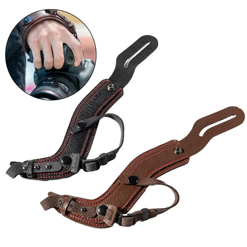 Ergonomischer Leder-Handgelenksschlaufe für SLR-Kameras mit S-förmiger Doppelverriegelungsschließe in Schwarz - Bild 4