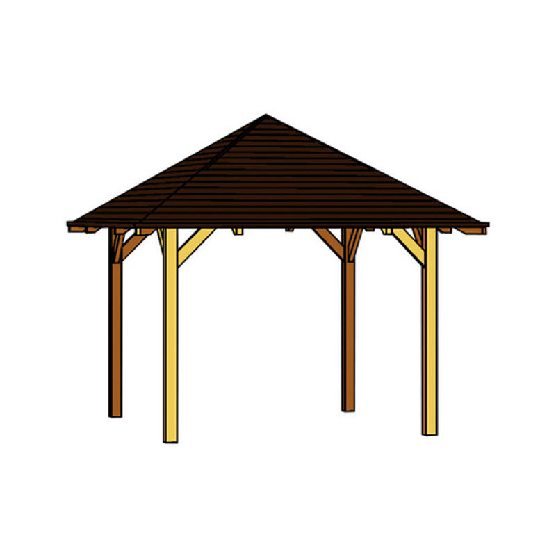 Skan Holz Pavillon Cannes 1 aus Fichtenholz in Beige mit Zeltdach, B/T/H: 374 x 374 x 314 cm - Bild 2
