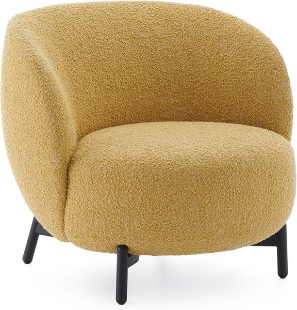 Kartell Lunam Sessel Curly mit Bouclé-Bezug in Gelb und Metallgestell - Bild 1