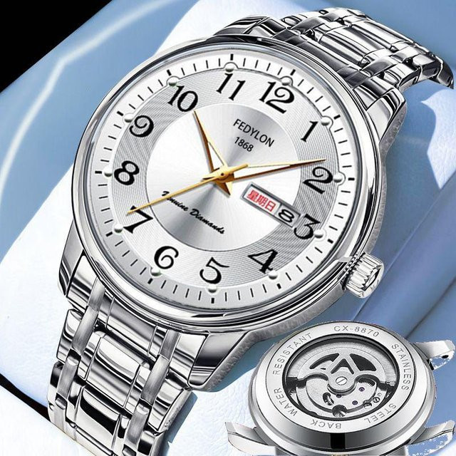 YIRAN Jewelry Digitaluhr, Quarz, Edelstahl, Silber, Herren - Bild 1