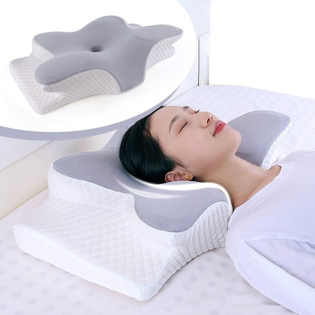 Orthopädisches Memory Foam Nackenkissen in Schmetterlingsform zur Schmerzlinderung, Blau - Bild 1