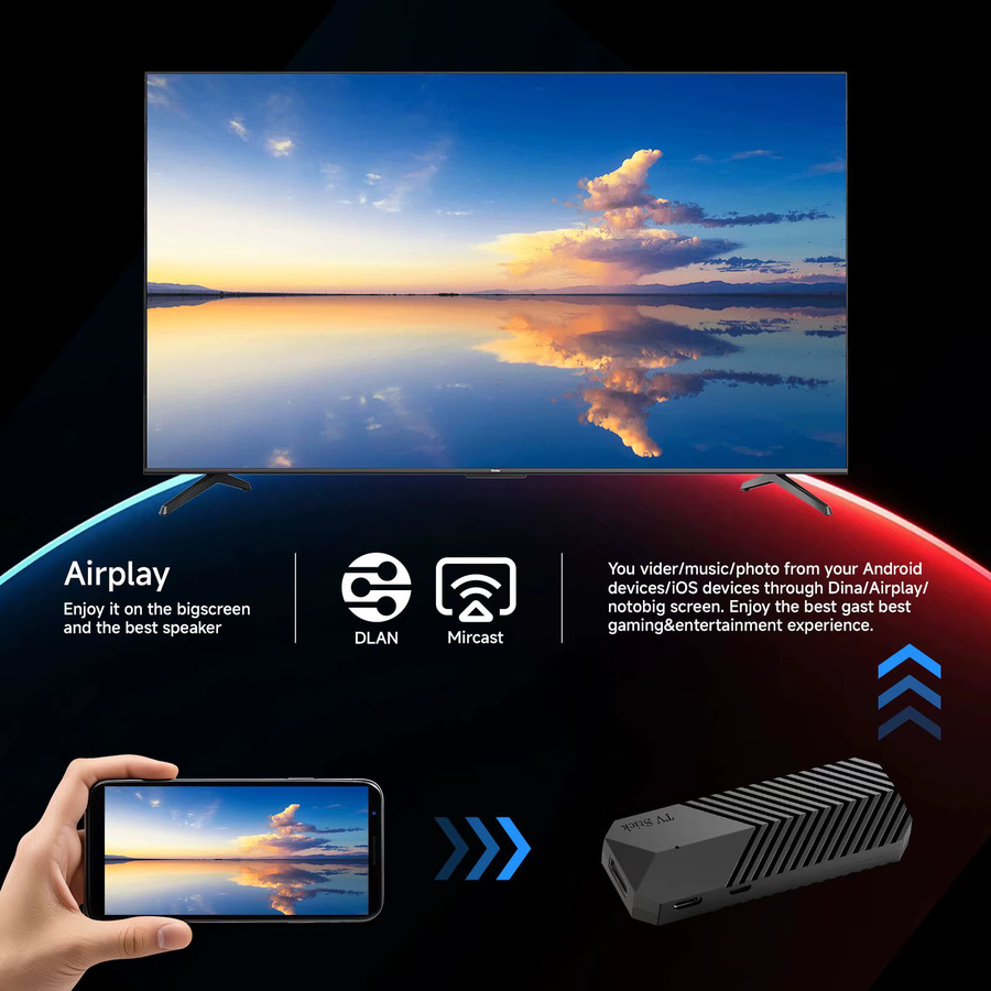 HONGTOP Smart TV Stick mit Android 14.0, 4K UHD Video Unterstützung, 2,4G/5G WIFI und Bluetooth 5.0, Media Player Set Top Box in Schwarz - Bild 3