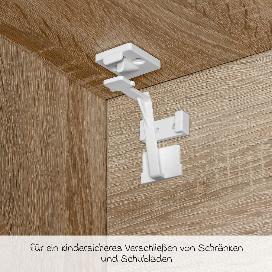 Reer 3er Pack Schrank- und Schubladensicherung mit Schrauben, Weiß - Bild 3