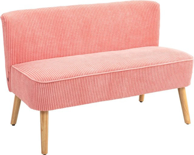 HOMCOM Tischsofa in Rosa, 2-Sitzer Küchensofa im Skandi-Design mit Stoffbezug und Kiefernholz-Gestell - Bild 1