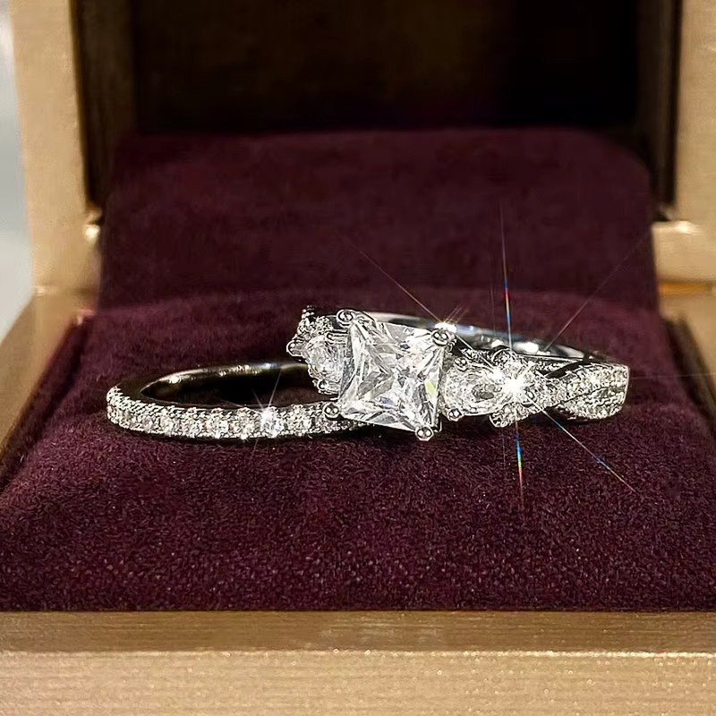Huitan Braut Ringe, Silber, Zirkonia, Damen - Bild 2