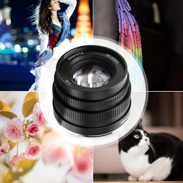 NEWYI 35mm F1.2 E-Mount Großblenden-Porträt-Manuallinse für Sony APS-C in Schwarz - Bild 1