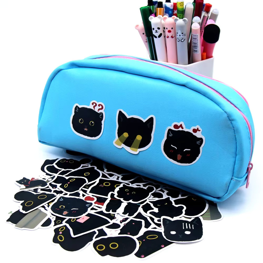 LOLEDE Kawaii Schwarze Katzen Meme Aufkleber Set aus Papier für Tagebuch und Büro Dekoration - Bild 5