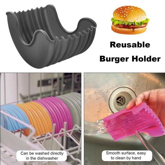 Youxiwang 4-teiliges Silikongestell für Burger und Sandwiches, wiederverwendbarer und spülmaschinenfester Burger-Halter aus lebensmittelechtem Silikon - Bild 7