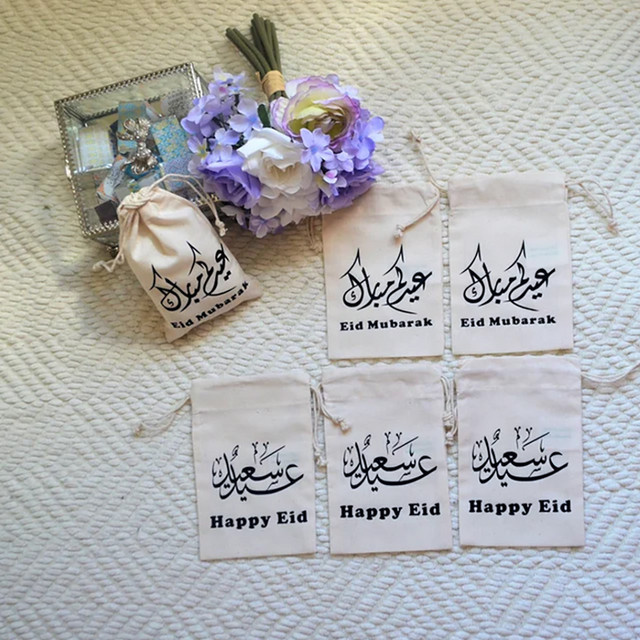 5 Stück Eid Mubarak Goodie Bags für Ramadan Kareem und Iftar als Geschenktüten für Kinder und Süßigkeiten - Bild 1