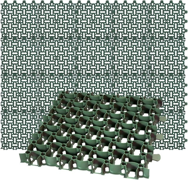 BigDean 20 Stück Reitplatzmatten Paddockplatten aus Kunststoff in Grün, B/T/H: 50 x 50 x 4 cm - Bild 1