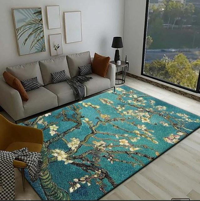 Kunsteppich Gustav Klimt Der Kuss mit Goldakzenten in Gold und Türkis, B/T: 150 x 200 cm - Bild 1