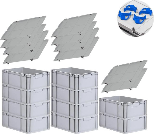 PROREGAL Spar Set Eurobox Nextgen Economy mit Auflagedeckel und Schiebeschnappverschlüssen, Blau, H x B x T: 22 x 40 x 60 cm, 44 Liter - Bild 1