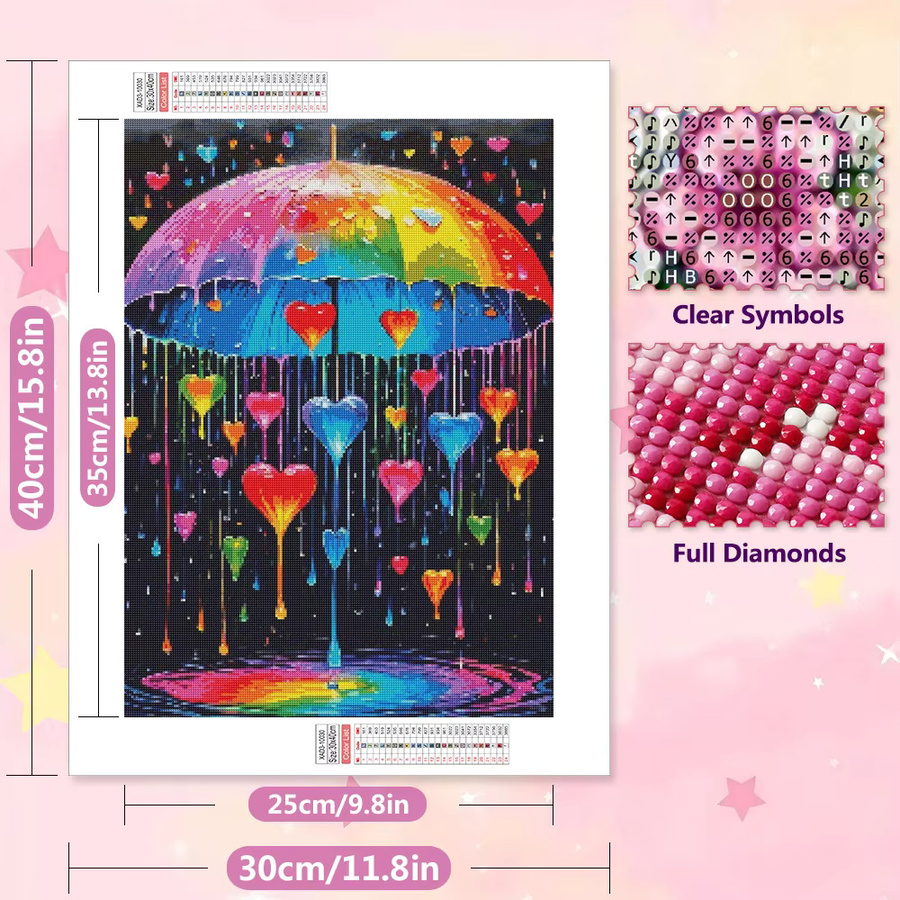 EverShine 5D-Diamant-Malerei-Set Regenschirm und Herz mit vollem Bohrer in Bunt als DIY-Mosaik-Kunsthandwerk für Erwachsene - Bild 2