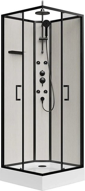 Ardali Duschkabine Eckkabine Schwarz Weiß B/T: 80 x 80 cm, Höhe: 225 cm - Bild 1