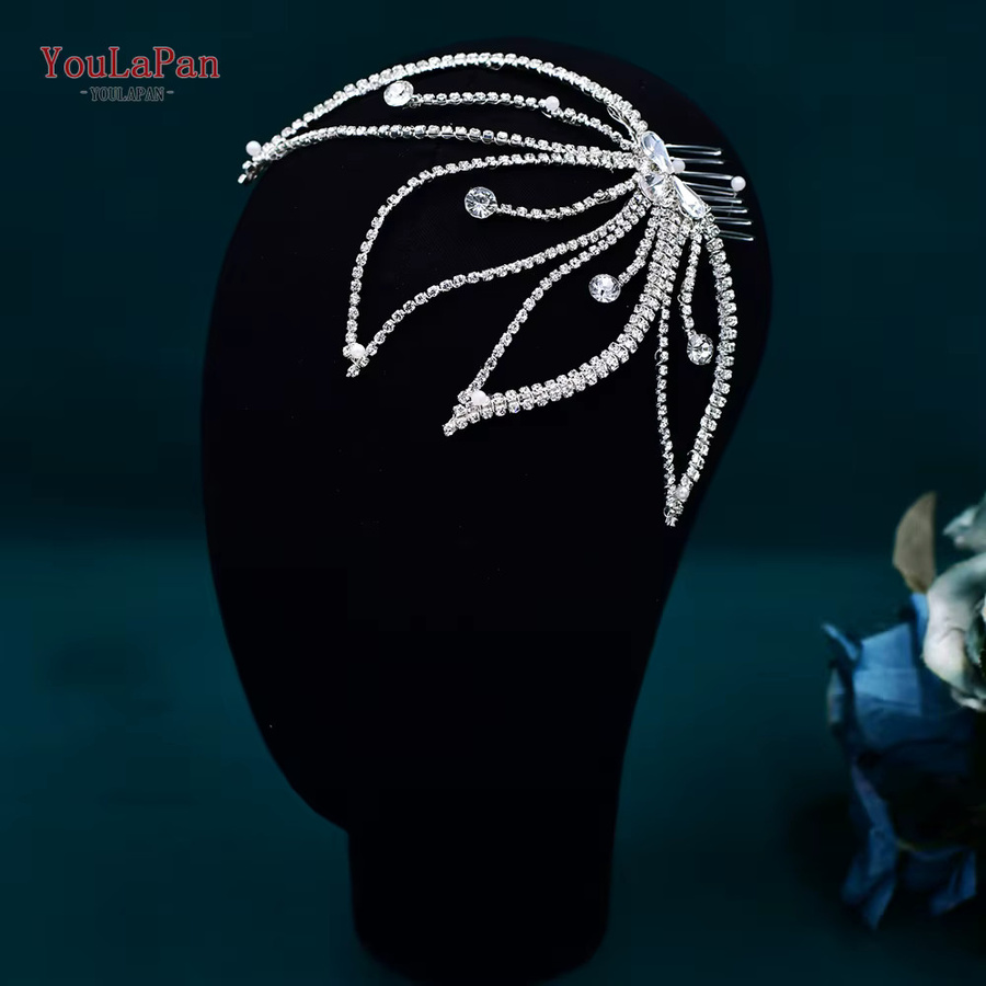 YouLaPan Haar Kamm, Kristall Blätter, Strass Blume, Damen - Bild 3