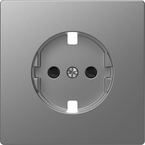 Merten Abdeckung System Design Steckdose aus Edelstahl in Silber MEG2330-6036 - Bild 1